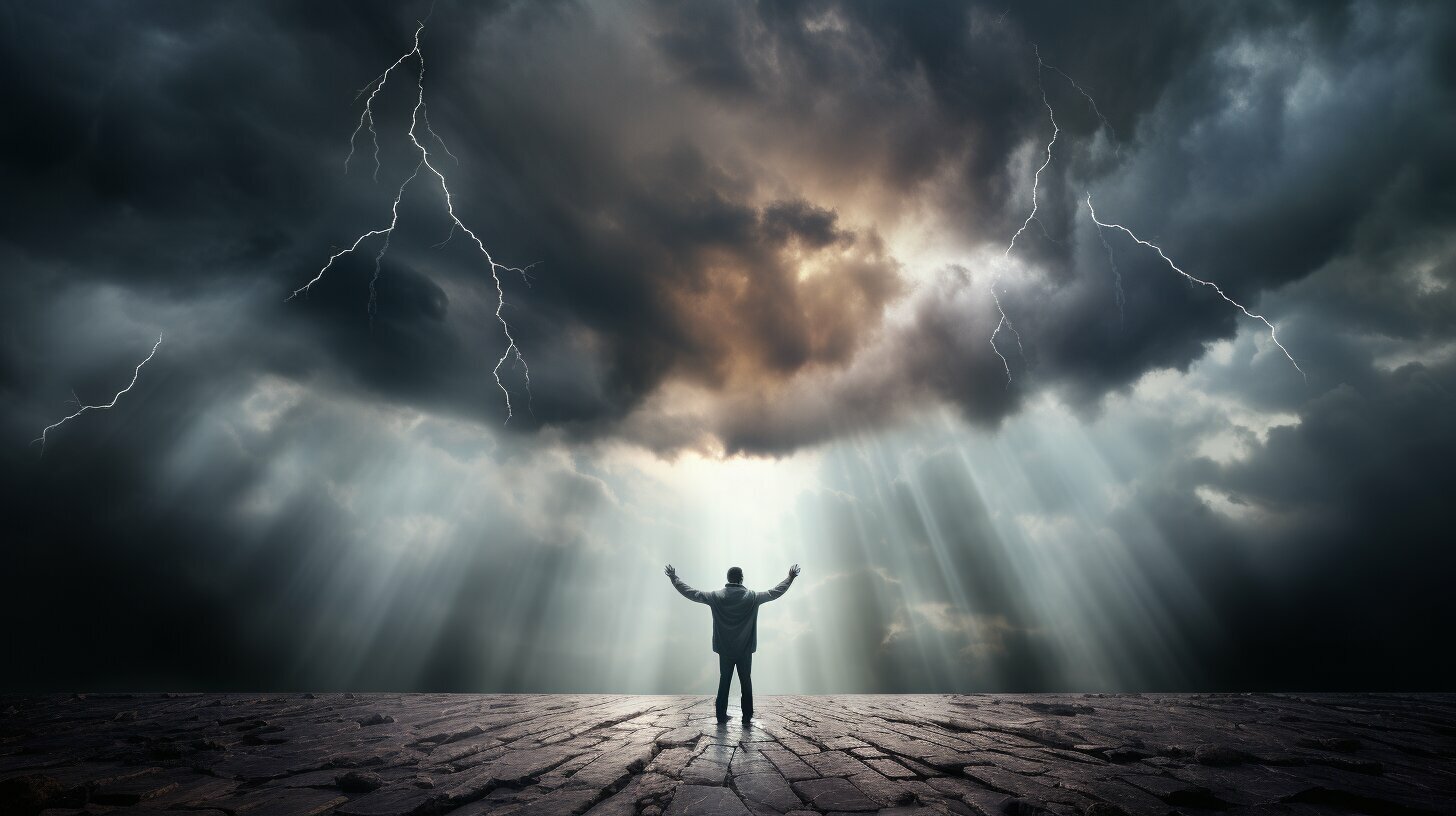man holding up stop sign